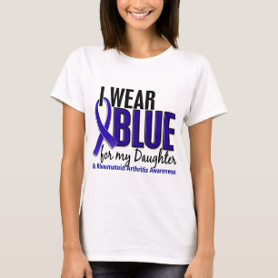 Camiseta Llevo el RA azul de la artritis reumatoide de la