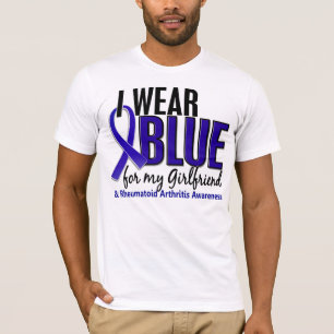 Camiseta Llevo el RA azul de la artritis reumatoide de la