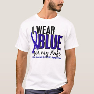 Camiseta Llevo el RA azul de la artritis reumatoide de la