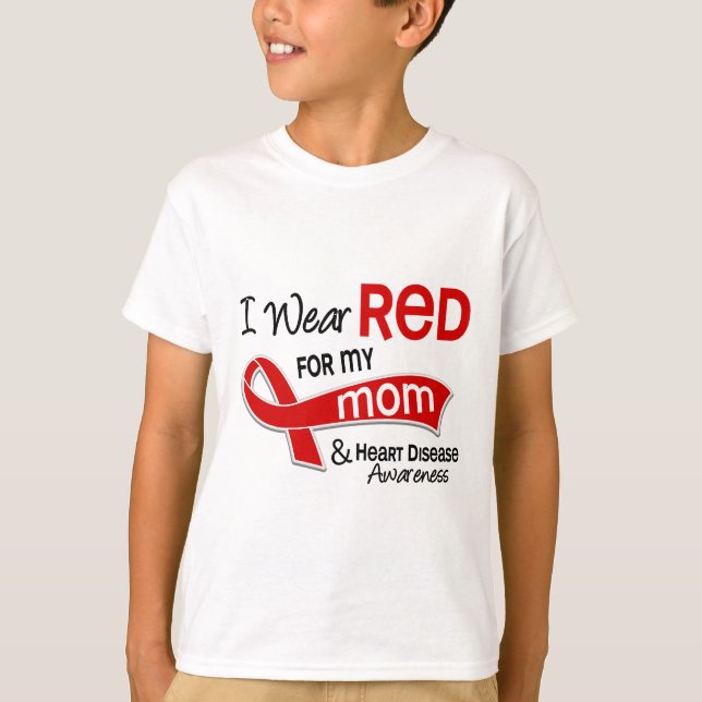 Camiseta Llevo el rojo para mi enfermedad cardíaca de la (Anverso)