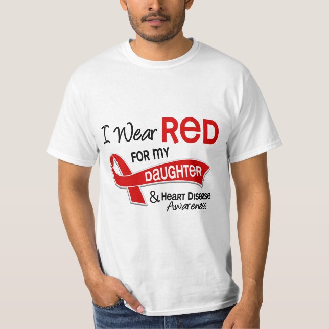 Camiseta Llevo el rojo para mi enfermedad cardíaca de la (Anverso)