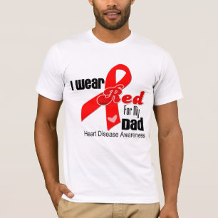 Camiseta Llevo el rojo para mi enfermedad cardíaca del pap