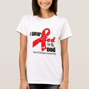 Camiseta Llevo el rojo para mi enfermedad cardíaca del pap