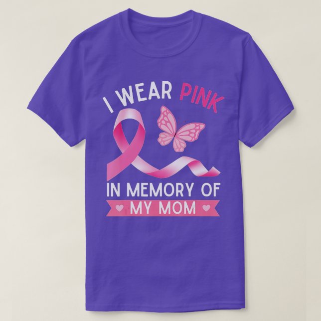 Camiseta Llevo El Rosa En Memoria De Mi Mamá Con El Cáncer  (Diseño del anverso)