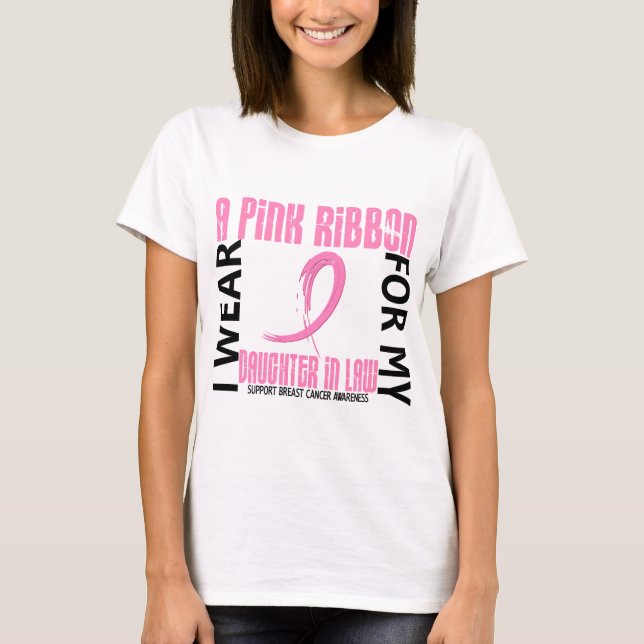 Camiseta Llevo el rosa para el cáncer de pecho de la nuera (Anverso)