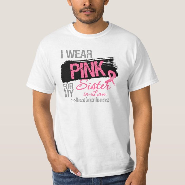 Camiseta Llevo el rosa para mi cáncer de pecho de la cuñada (Anverso)