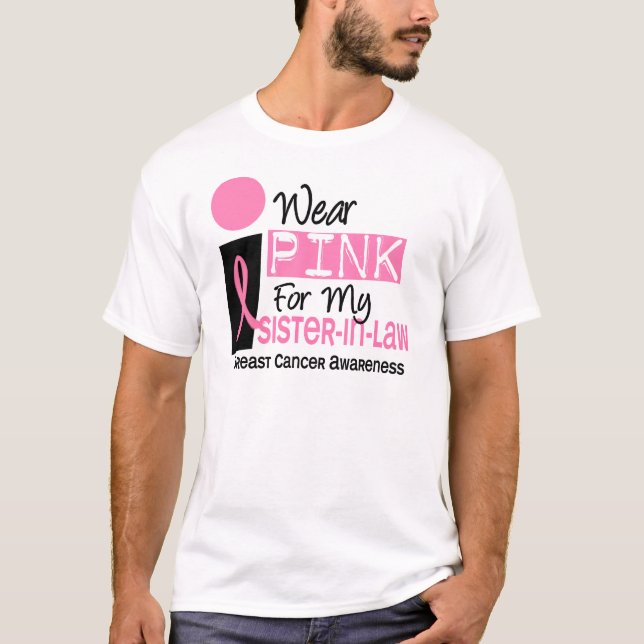 Camiseta Llevo el rosa para mi cáncer de pecho de la cuñada (Anverso)