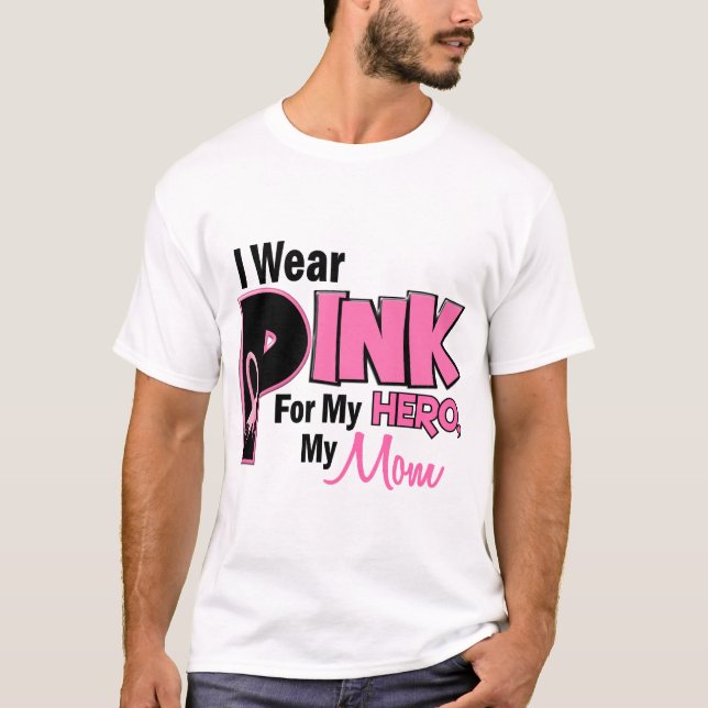Camiseta Llevo el rosa para mi CÁNCER de PECHO de la mamá (Anverso)