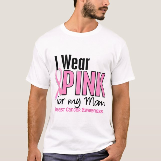 Camiseta Llevo el rosa para mi cáncer de pecho de la mamá (Anverso)