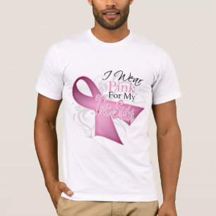 Camiseta Llevo el rosa para mi cáncer de pecho gemelo de la