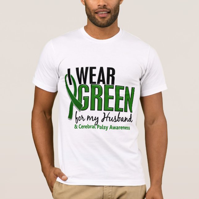 Camiseta Llevo el verde para mi parálisis cerebral del (Anverso)