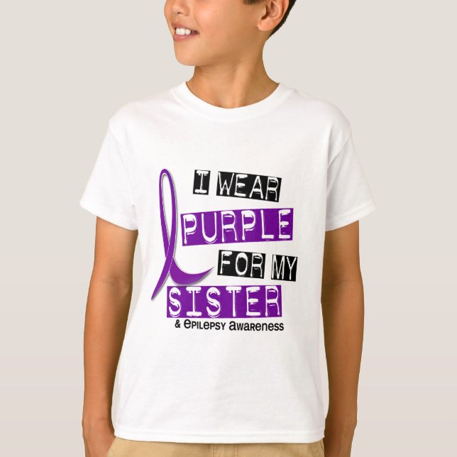 Camiseta Llevo epilepsia púrpura de la hermana (Anverso)