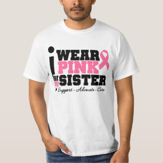 Camiseta Llevo la ayuda rosada de la cinta para mi hermana