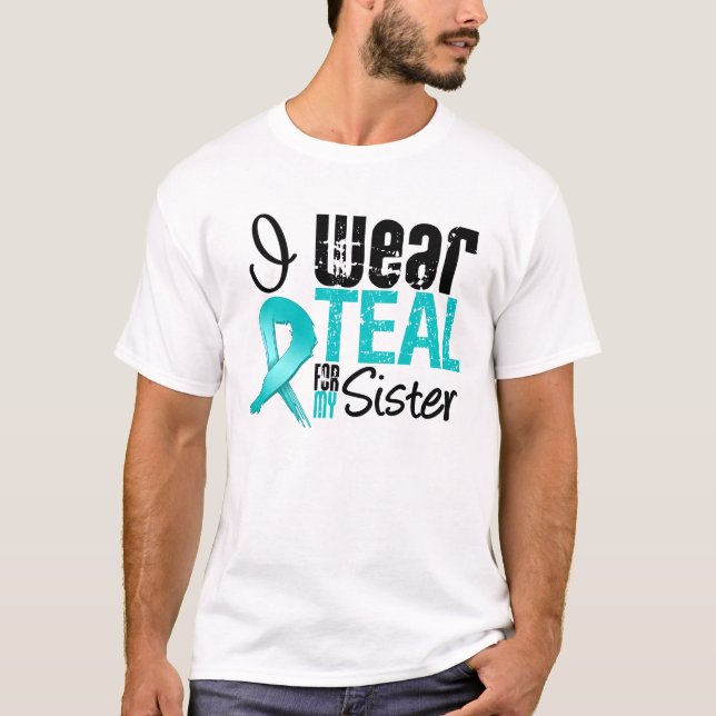 Camiseta Llevo la cinta verde azulada para mi hermana (Anverso)