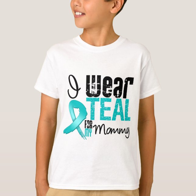 Camiseta Llevo la cinta verde azulada para mi mamá (Anverso)