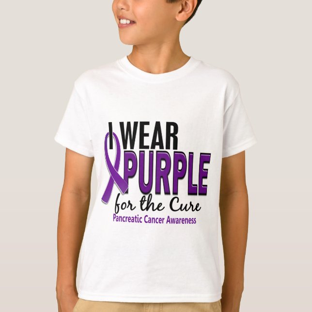 Camiseta Llevo la púrpura para el cáncer pancreático de la (Anverso)