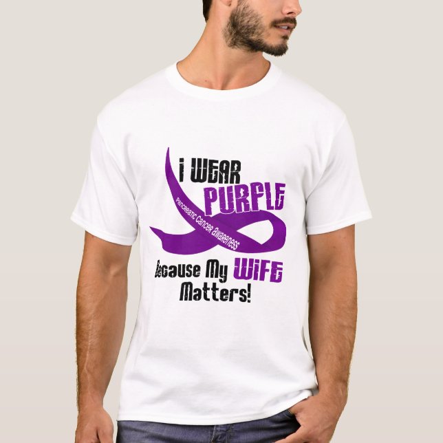 Camiseta Llevo la púrpura para mi CÁNCER PANCREÁTICO de la (Anverso)