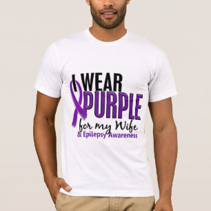 Camiseta Llevo la púrpura para mi epilepsia de la esposa 1