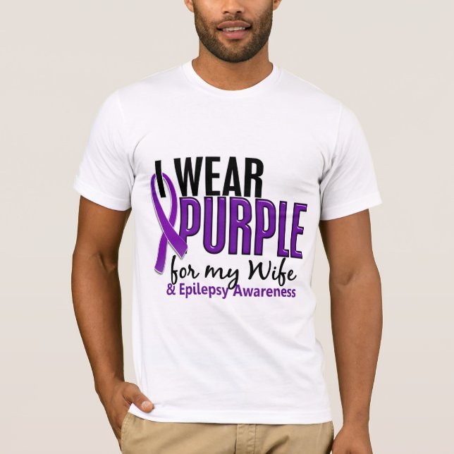 Camiseta Llevo la púrpura para mi epilepsia de la esposa 10 (Anverso)
