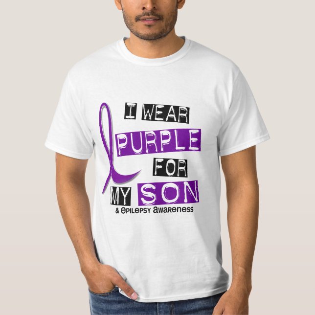 Camiseta Llevo la púrpura para mi epilepsia del hijo 37 (Anverso)