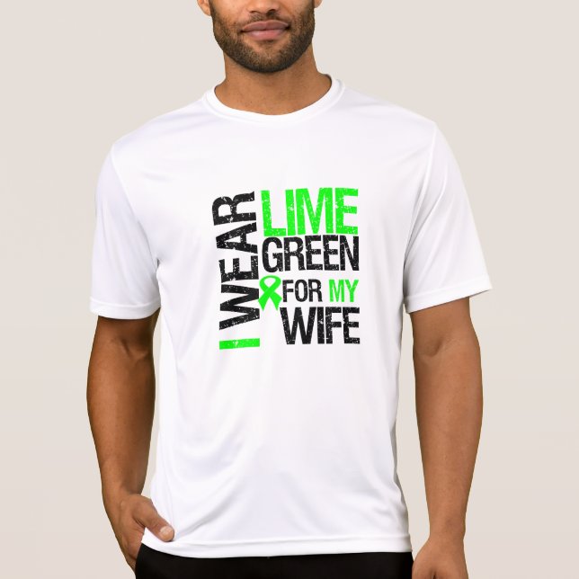 Camiseta Llevo la verde lima para mi linfoma de la esposa (Anverso)