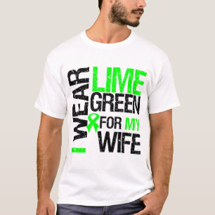 Camiseta Llevo la verde lima para mi linfoma de la esposa