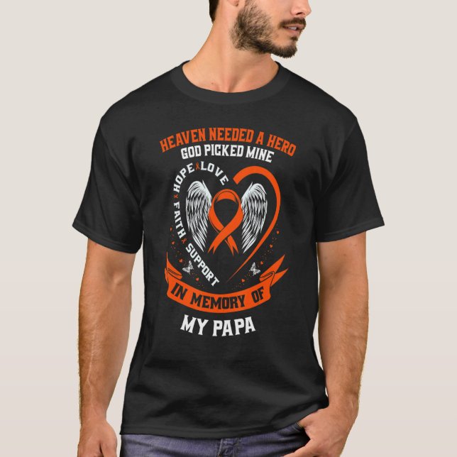 Camiseta Llevo Naranja en memoria de mi papá Leukemia Aware (Anverso)