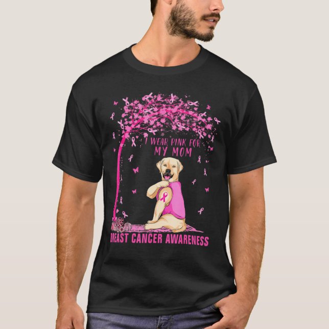 Camiseta Llevo Pink A Mi Mamá Labrador Cáncer De Mama  (Anverso)