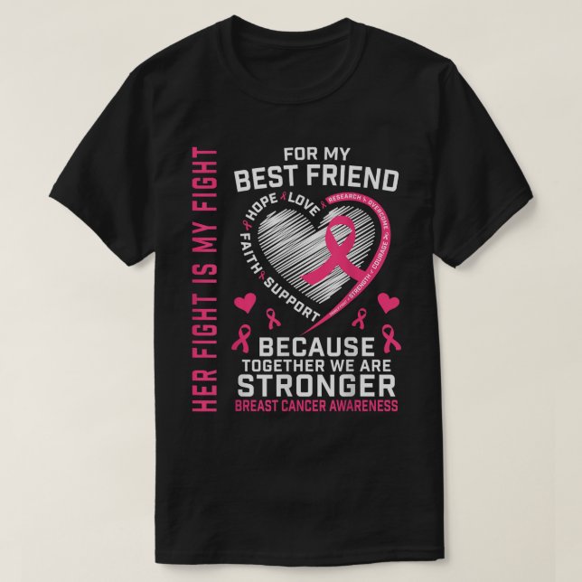 Camiseta Llevo Pink A Mi Mejor Amigo El Cáncer De Mama Su F (Diseño del anverso)