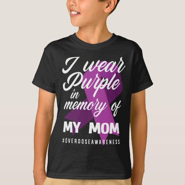 Camiseta Llevo Púrpura En Memoria De Mi Mamá Advirtiendo Po (Anverso)