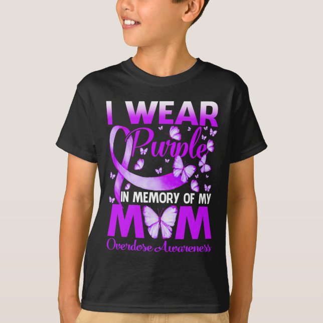 Camiseta Llevo Púrpura En Memoria De Mi Mamá Advirtiendo Po (Anverso)