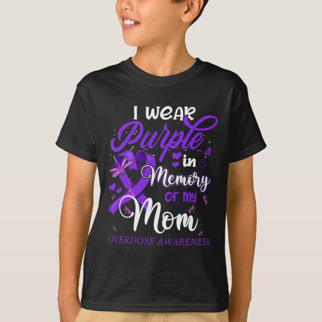 Camiseta Llevo Púrpura En Memoria De Mi Mamá Advirtiendo Po (Anverso)