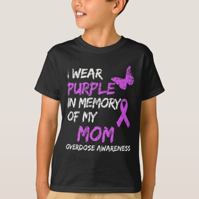 Camiseta Llevo Púrpura En Memoria De Mi Mamá Sobredosis De  (Anverso)