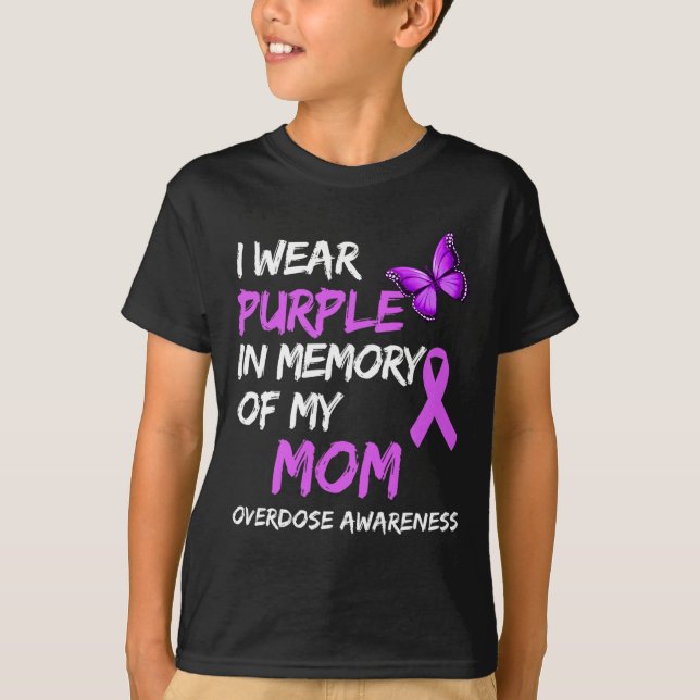 Camiseta Llevo Púrpura En Memoria De Mi Mamá Sobredosis De  (Anverso)