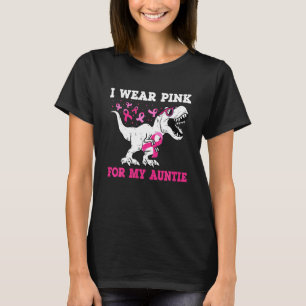 Camiseta Llevo Rosa Por Mi Tía Cáncer De Mama Dinosaurio