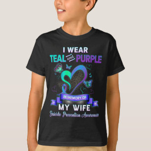 Camiseta Llevo Turquesa Púrpura En Memoria De Mi Esposa Sui