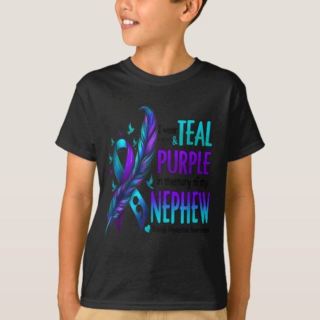 Camiseta Llevo Turquesa Purpura En Memoria De Mi Sobrino Su (Anverso)