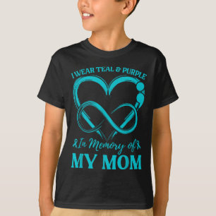 Camiseta Llevo Turquesa y Púrpura En Memoria De Mi Mamá