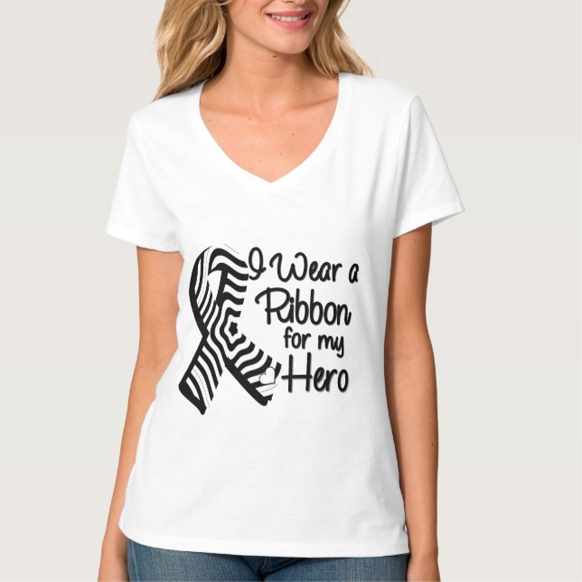 Camiseta Llevo una cinta de la cebra para mi héroe (Anverso)