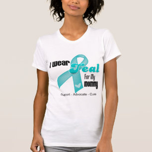 Camiseta Llevo Una Cinta Verde azulada Para Mi Mamá
