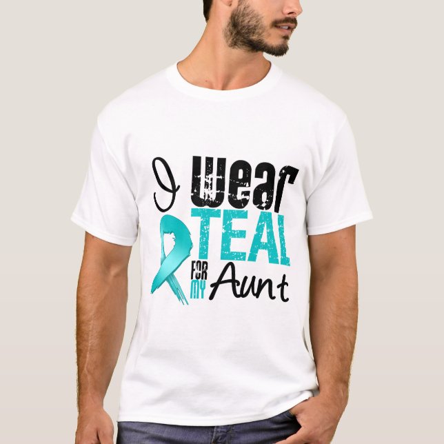 Camiseta Llevo Una Cinta Verde azulada Para Mi Tía (Anverso)
