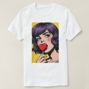 Camiseta Llorando Chica de arte pop con latigazo cardíaco