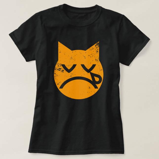Camiseta Llorando Emoji de gato grunge (Diseño del anverso)