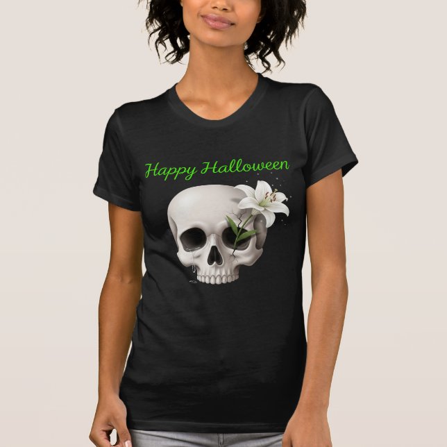 Camiseta Llorando en el cráneo con Lily Halloween (Anverso)