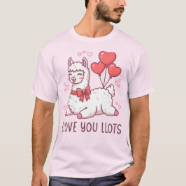 Camiseta Llove You Llots - Kawaii Llama Valentine