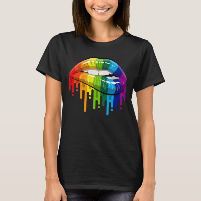 Camiseta Lluvia arcoiris LGBT Orgullo Gay Homosexual Lesbia (Anverso)