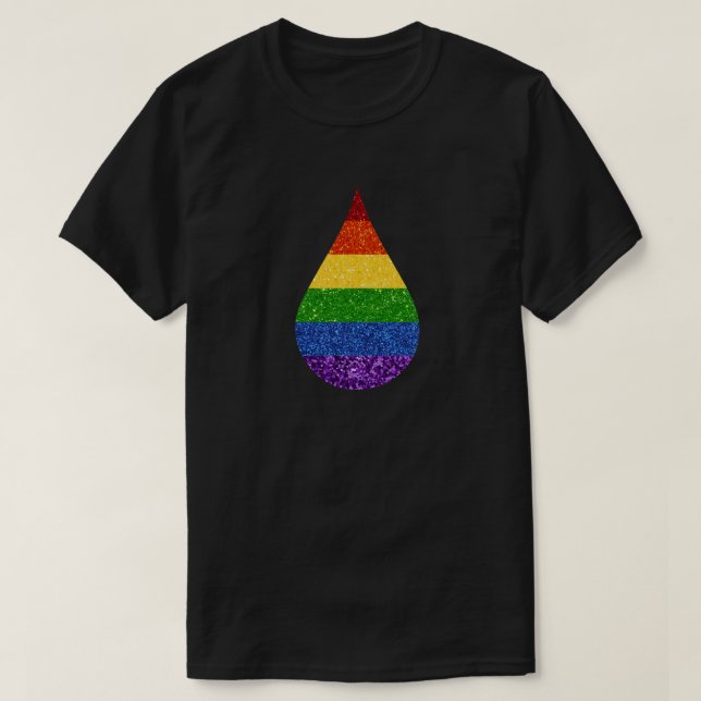 Camiseta Lluvia arcoiris Purpurina LGBT (Diseño del anverso)