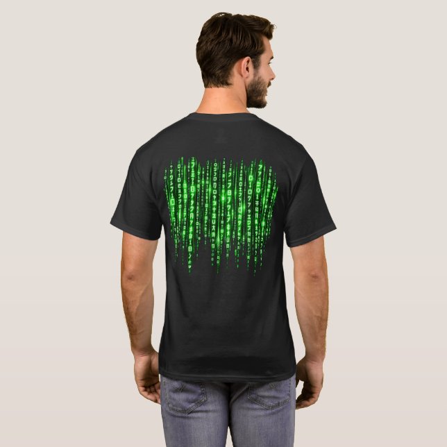 Camiseta Lluvia de Código Digital Verde – Estilo Matrix Cyb (Reverso completo)