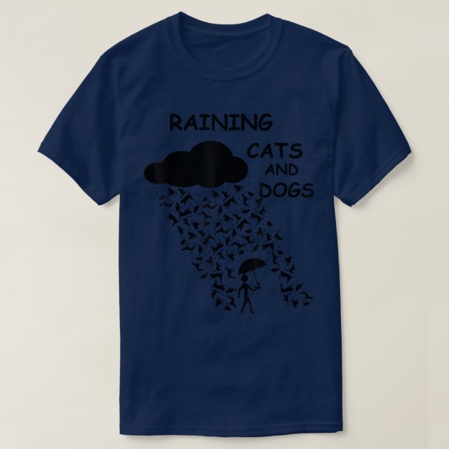 Camiseta Lluvia De Gatos Y Perros Gracioso Diseño  (Diseño del anverso)