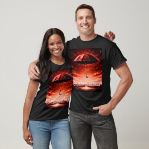 Camiseta Lluvia en Crimson - Tee de arte de paraguas rojos